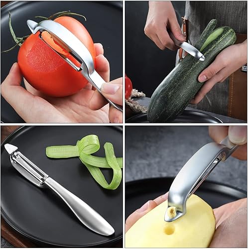 Miniatura 7 de Peladores de patatas, verduras, para cocina, frutas de acero inoxidable, zanahorias, verduras, peladores de patatas, peladores en forma de I con