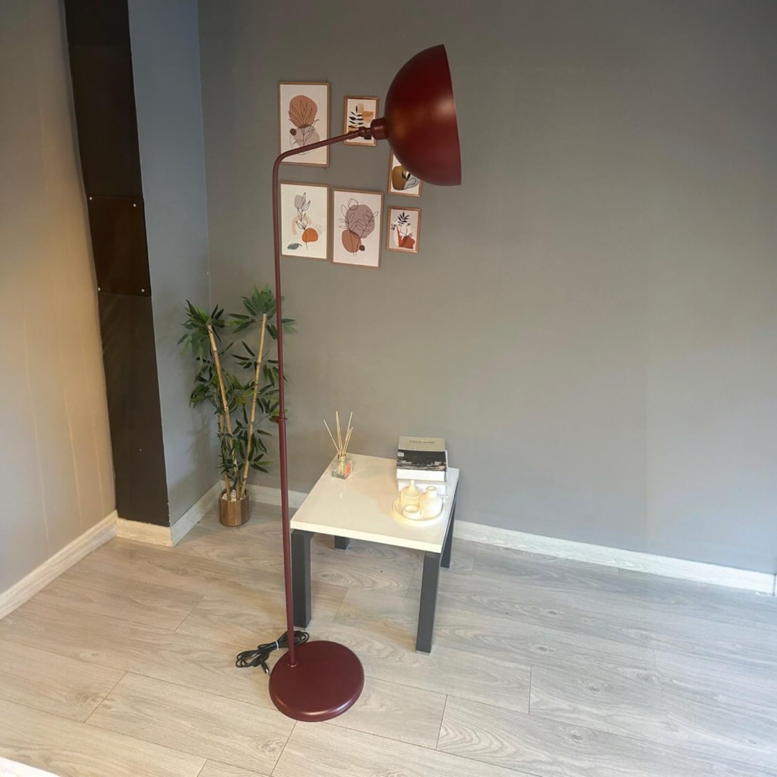bamyum Gorkiede Lámpara de Pie de Metal Moderna para Dormitorio, Habitación Infantil con Casquillo E27, 30cm de Ancho, Pantalla Ajustable, Borgoña