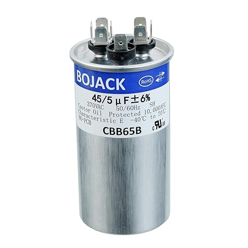 BOJACK 45+5uF 45/5MFD ±6% 370V CBB65 Condensador de arranque circular de doble ejecución para funcionamiento del motor de CA o arranque del