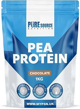 Pure Source Nutrition 100% Vegan Pea Protein Isolate Chocolate Vegetarian Protein Powder Shake for Superfood Supergreens Dairy Free Shakes by PSN 1kg, Chocolate