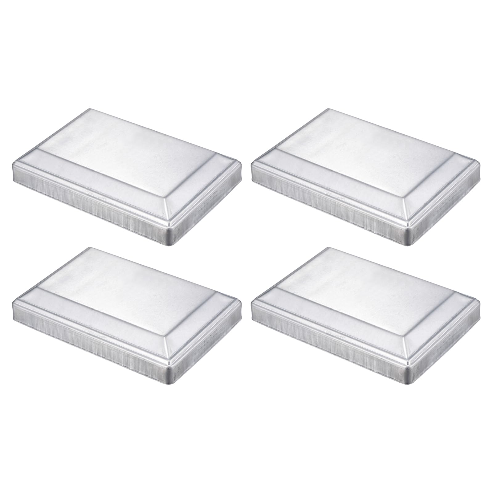 sourcing map 4Pcs Fence Post Cap Fit 5.9" x 4" OD Pipe, Galvanized Steel Deck Post Cover Square Decking Caps for Mailbox Outdoor Chain Link Wood/Metal Fence Deck Railing, Silver