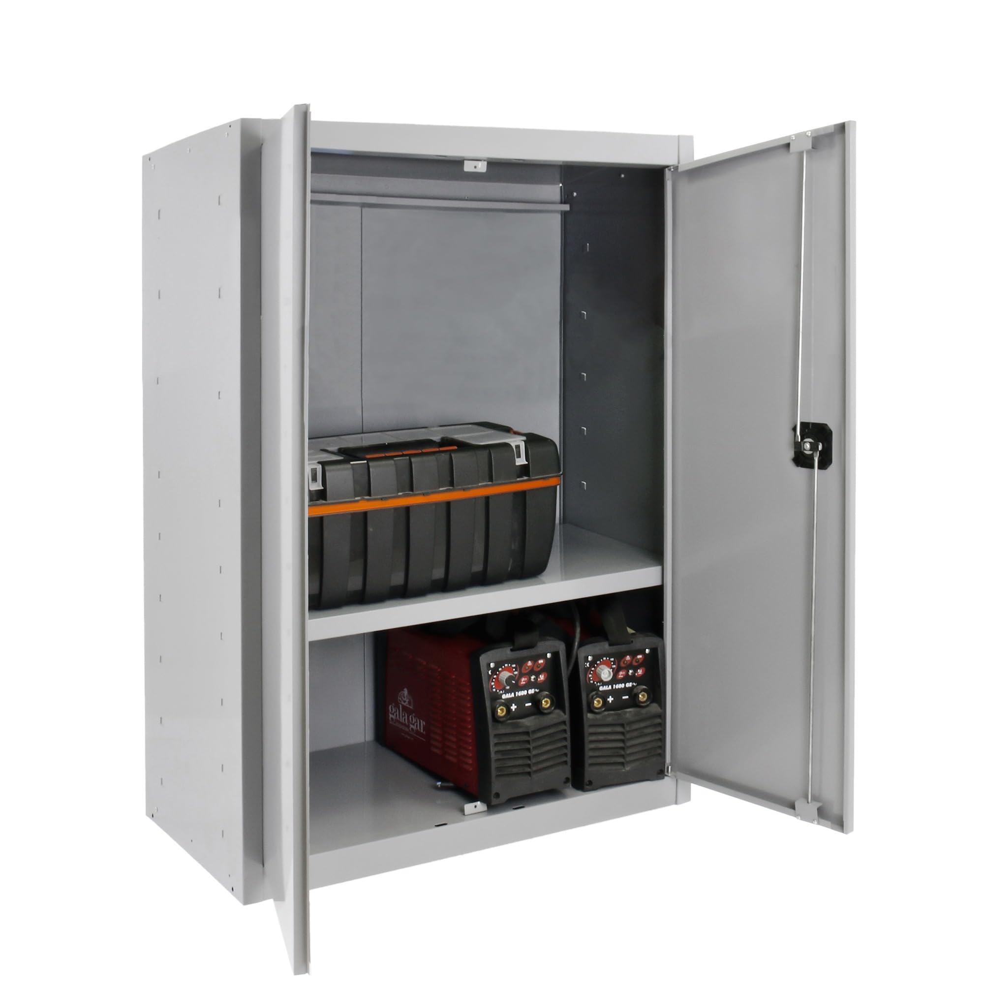 Simon Rack Armario Metálico Garaje 900x800x400 mm - Simonlocker | 2 Puertas, 1 Estantes, Incluye 2 Llaves, Gris, Pintura anticorrosión