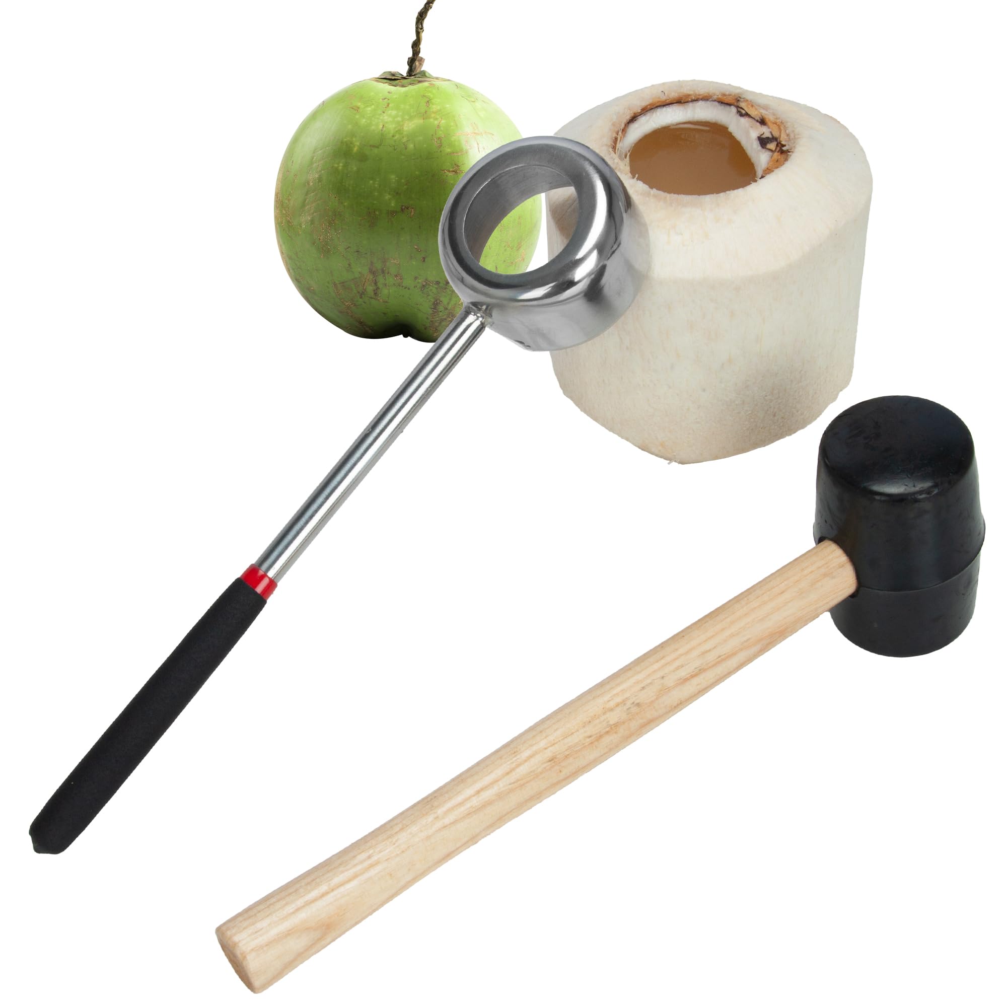 Kokosnussöffner Set Edelstahl - Komplettset Mit Gummihammer & Werkzeugen