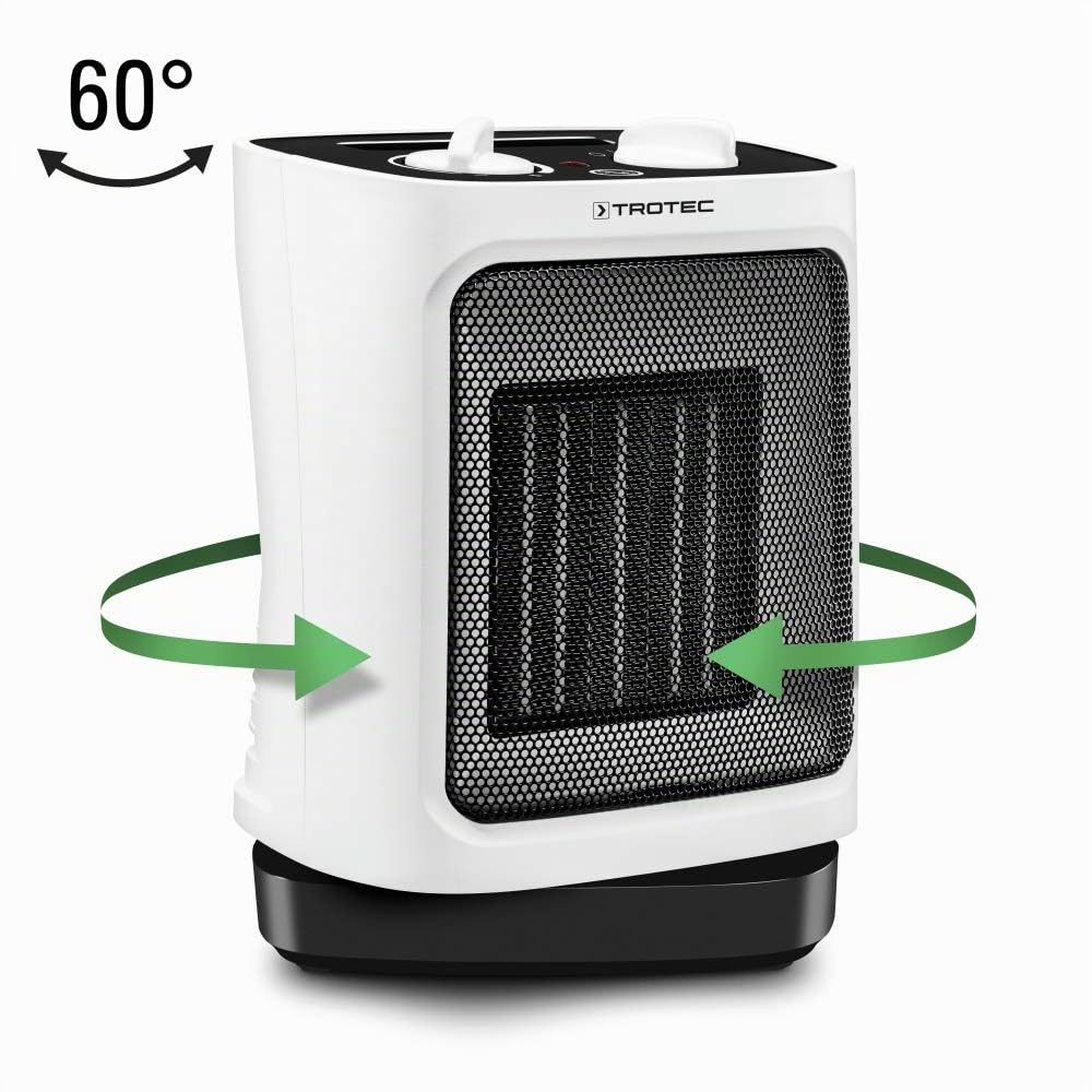 TROTEC Termoventilatore ceramico TFC 17 E - potenza termica 1200 W / 2000 W - riscaldatore elettrico con termostato, superficie ambiente da 24 m² a 60 m³, funzione oscillazione 60°