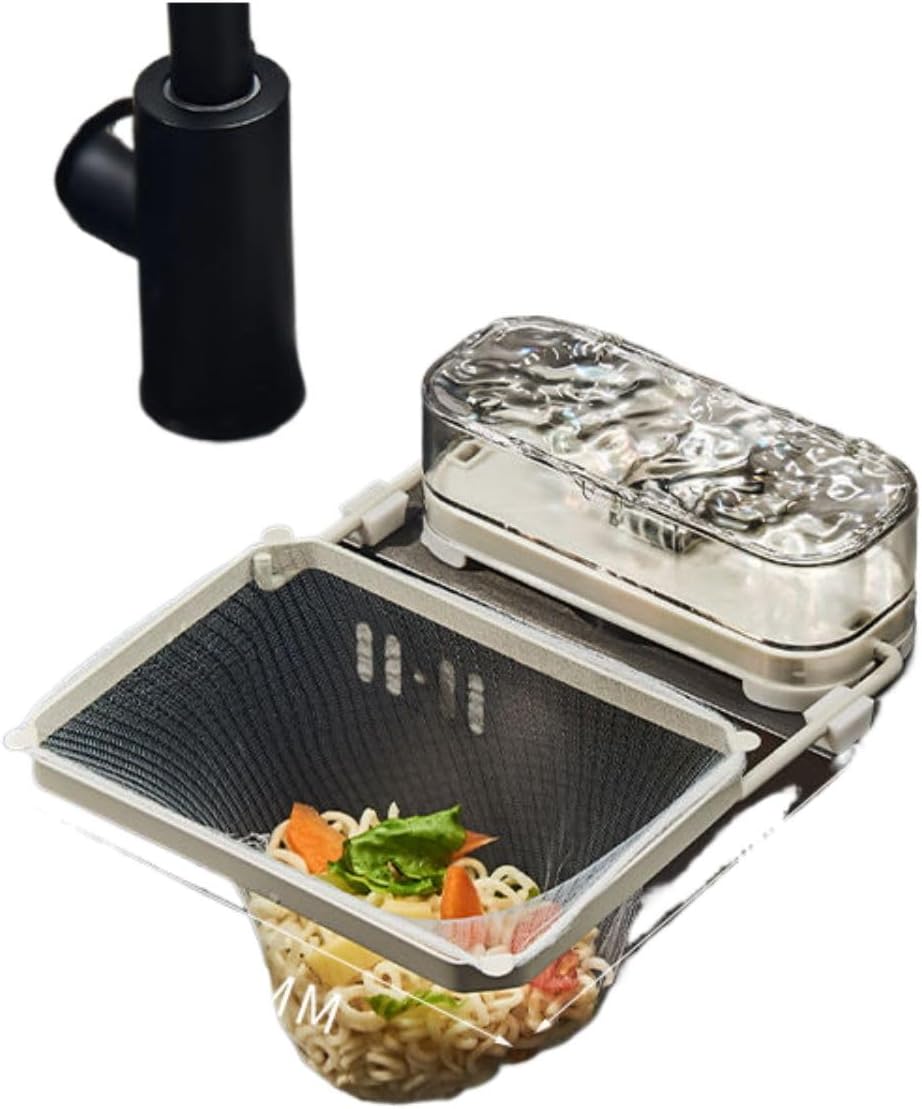 厨房水槽 Under Sink Organizer and Storage,过滤网 Mesh Strainers, Mesh Strainer with Durable,吸盘式剩饭剩菜防堵厨余垃圾残渣洗碗水池沥水网架-【透明白银】过滤架 过滤网 100只