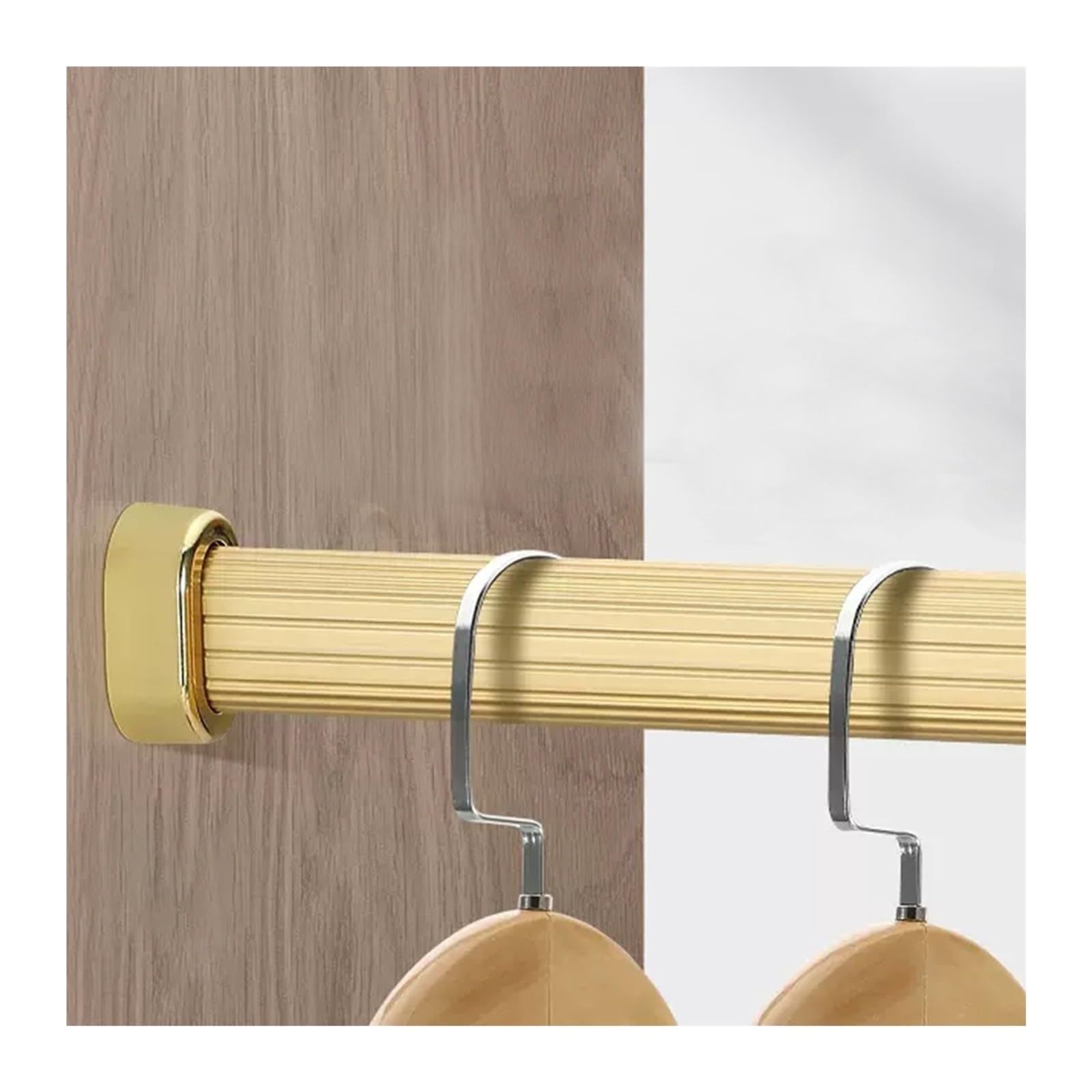 Oval Closet Rod 20 30 40 50 inch Custom, Detachable Solid Clothes Bar for Rental House/Apartment with Flange, Aluminum Alloy Wardrobe Hanger Pole(Gold,20inch/50.8cm)