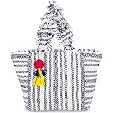 Robust und strapazierfähig CODELLO Canvas Beach Bag mit Fransenhenkeln