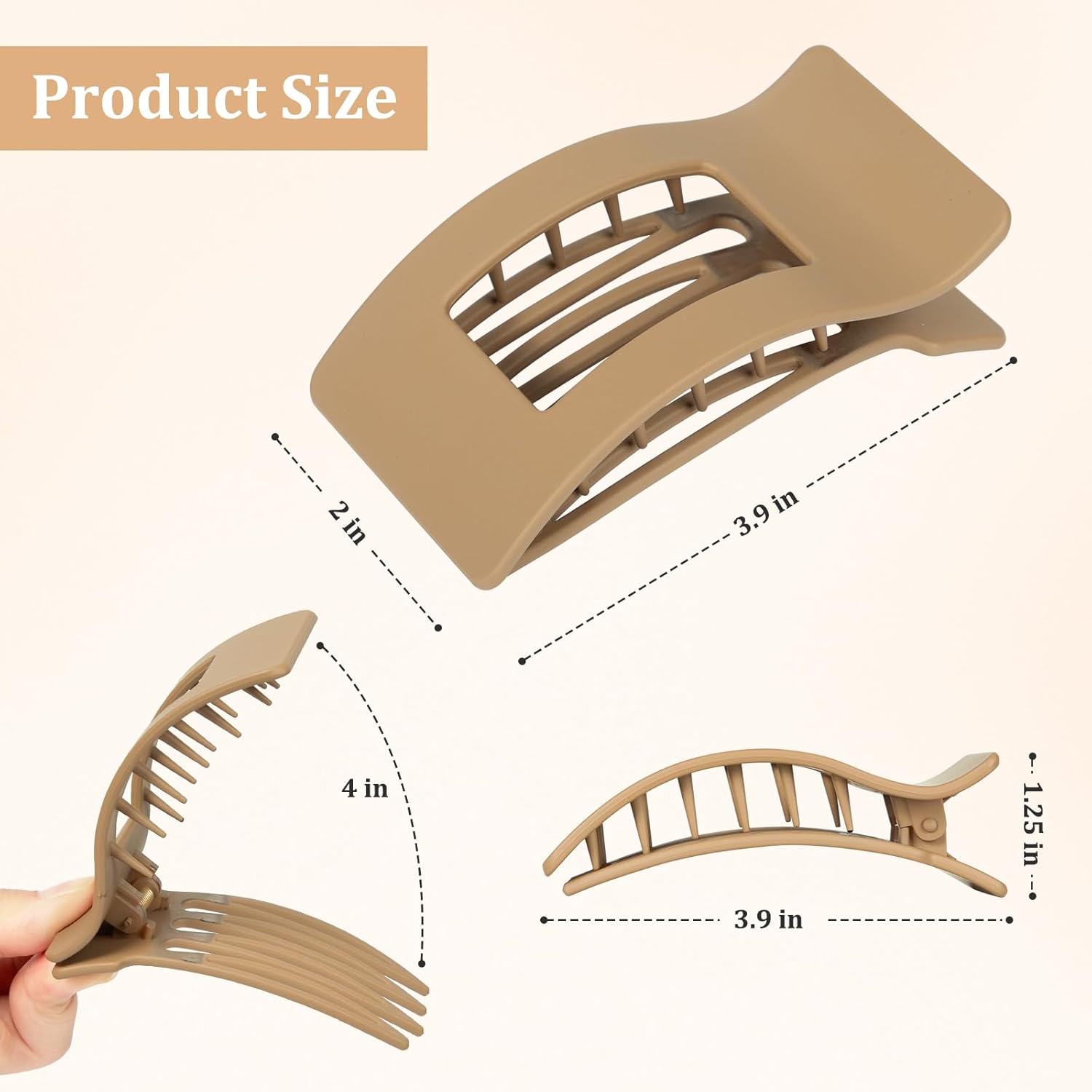8 Pack Flat Hair Claw Clips for Women - Large Claw Clips for Thin Thick Hair, Strong Hold Hair Barrettes Accessories - Image 4