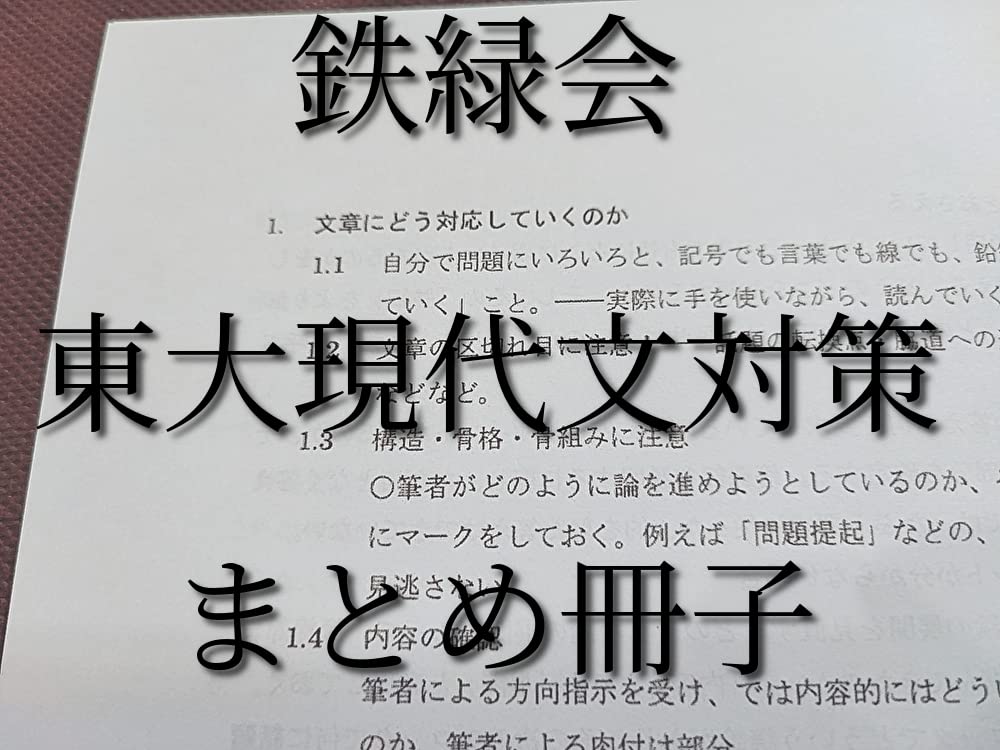 Amazon.co.jp: 鉄緑会 東大現代文対策まとめ冊子 恩田矢野先生 河合塾 