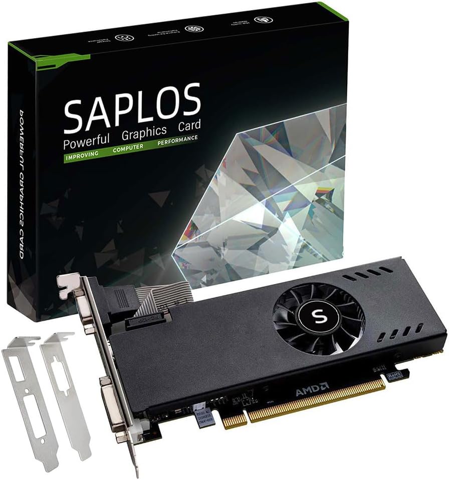 SAPLOS Radeon RX 550 Low Profile Graphics Card 4GB, GDDR5, 128-bit, VGA DVI-D HDMI, Video Card for PC Gaming, 4K Support, Gaming Computer GPU, DirectX 12: image 1 of 8