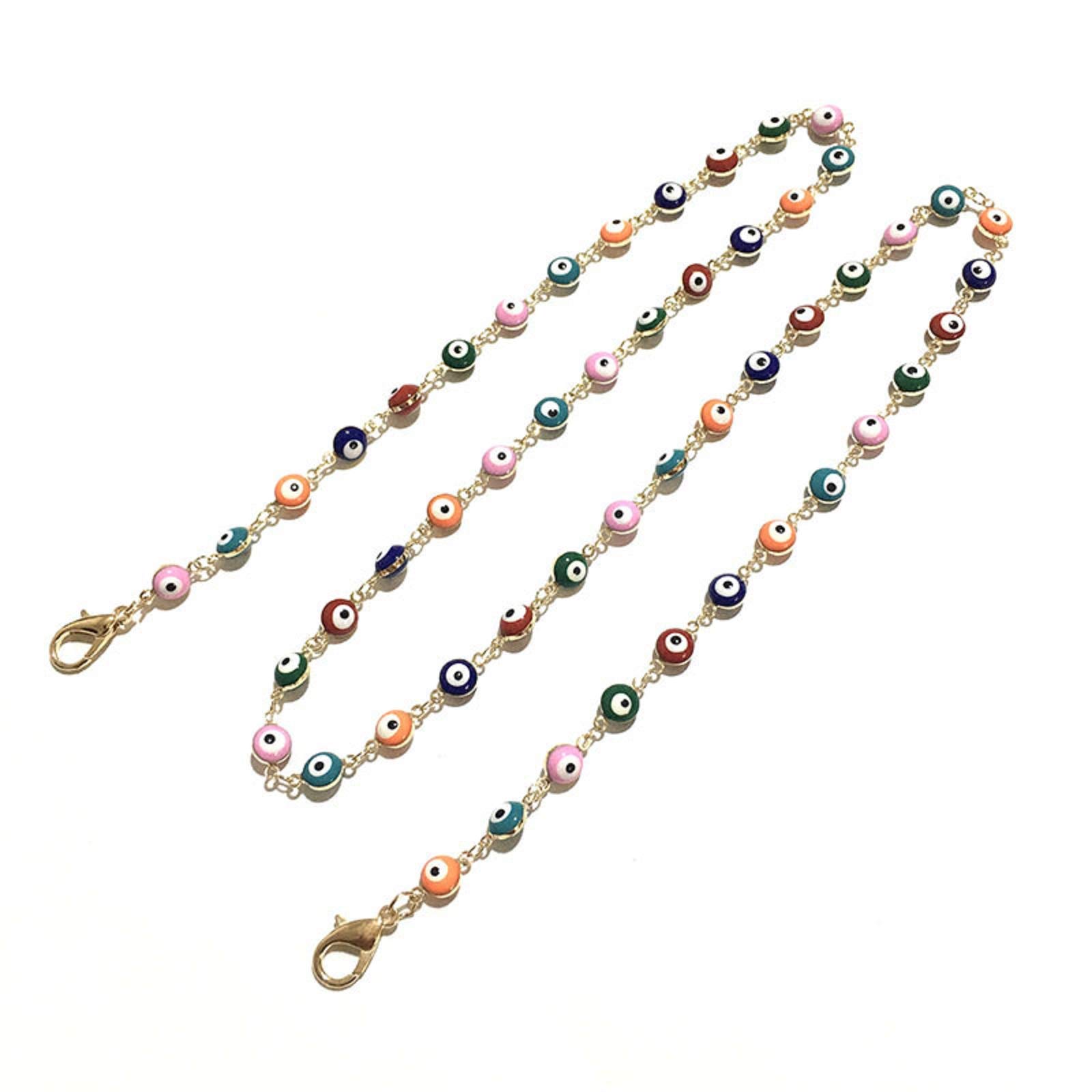 Evil Eye Beads Mask Chain Sunglasses Holder Lanyard Strap Leash glass Necklace