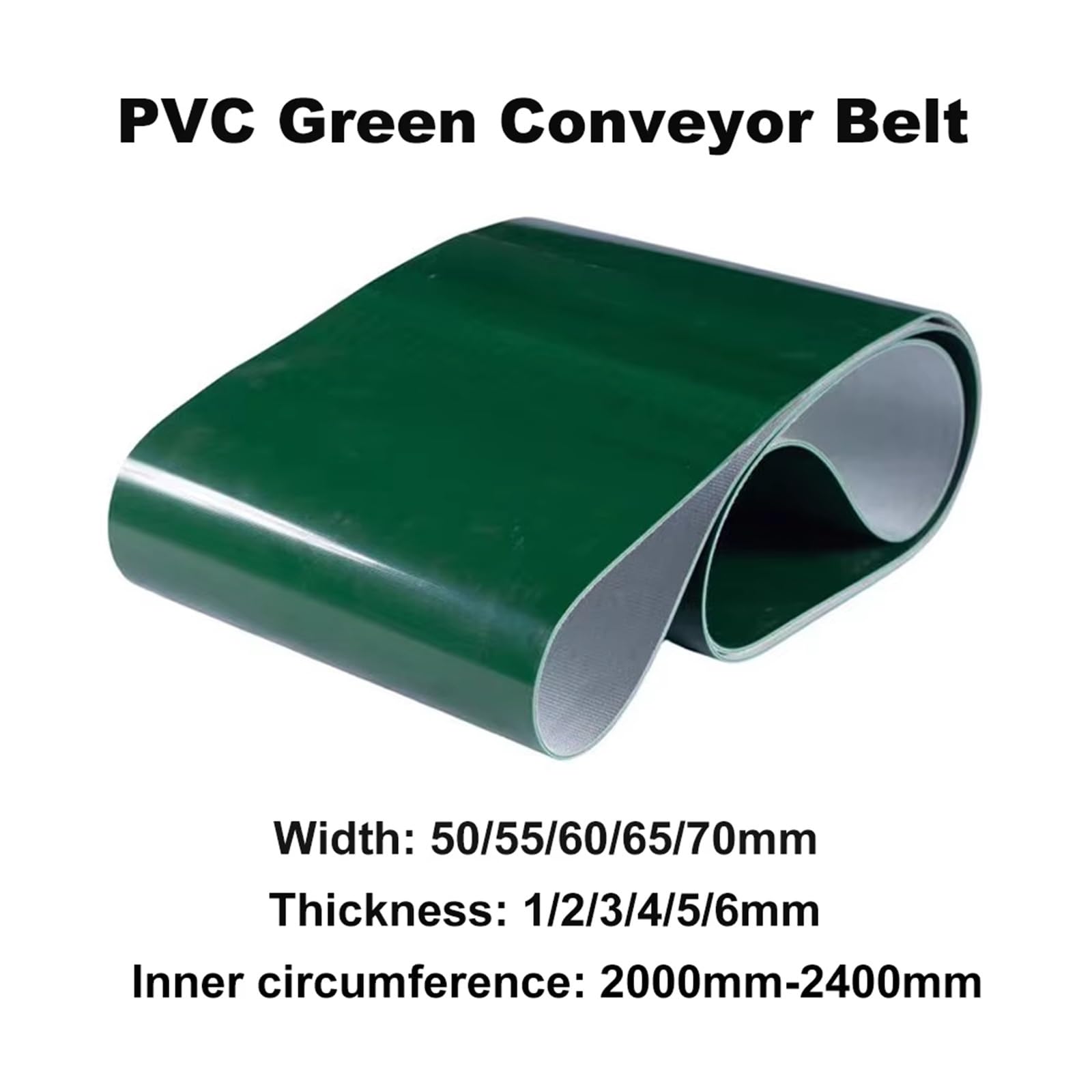 Cinghie del cambio Spessore: Perimetro del nastro trasportatore trasmissione verde in PVC da 1 mm: 2000 mm-2400 mm Larghezza: 50/55/60/65/70 mm distribuzione(65mm,2000mm)