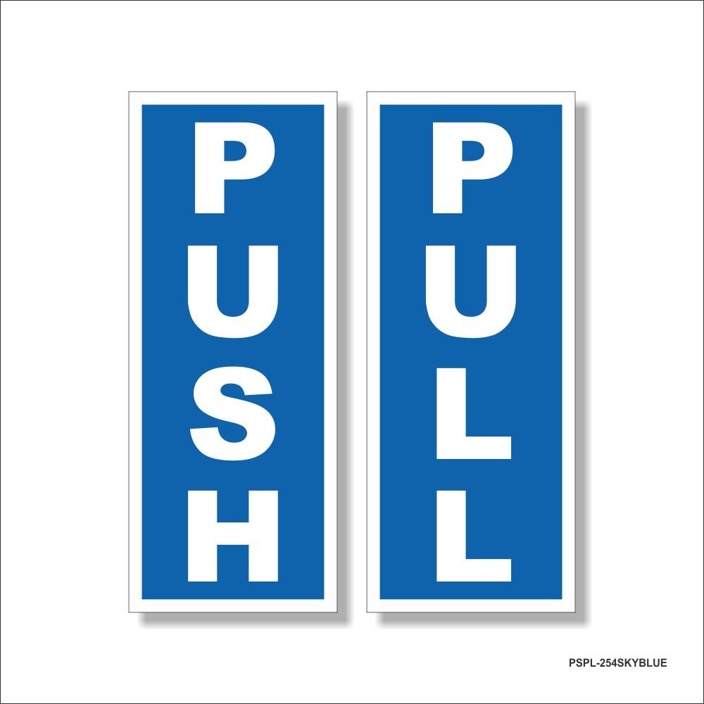 Push Pull Sticker (Blue with White) (Set of - 5)
