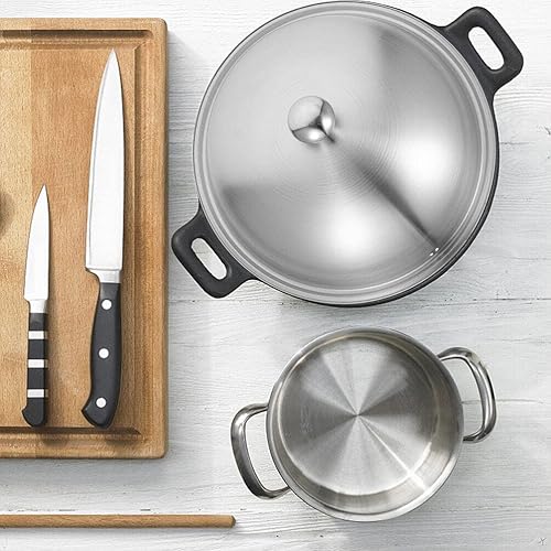 Miniatura 8 de Tapa de olla de acero inoxidable Tapa de sartén de cocina Tapa de sartén de acero inoxidable Tapa de sartén útil para Wok Tapa de acero inoxidable