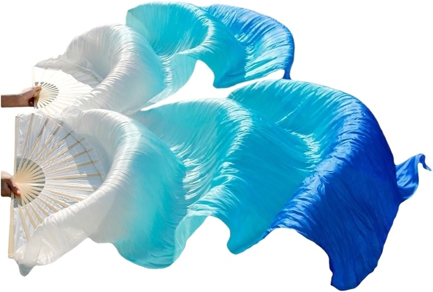 1pair Women Belly Dancing Fan Veils Gradient Color Dancer Practice Imitation Silk Long 120/150/180cm