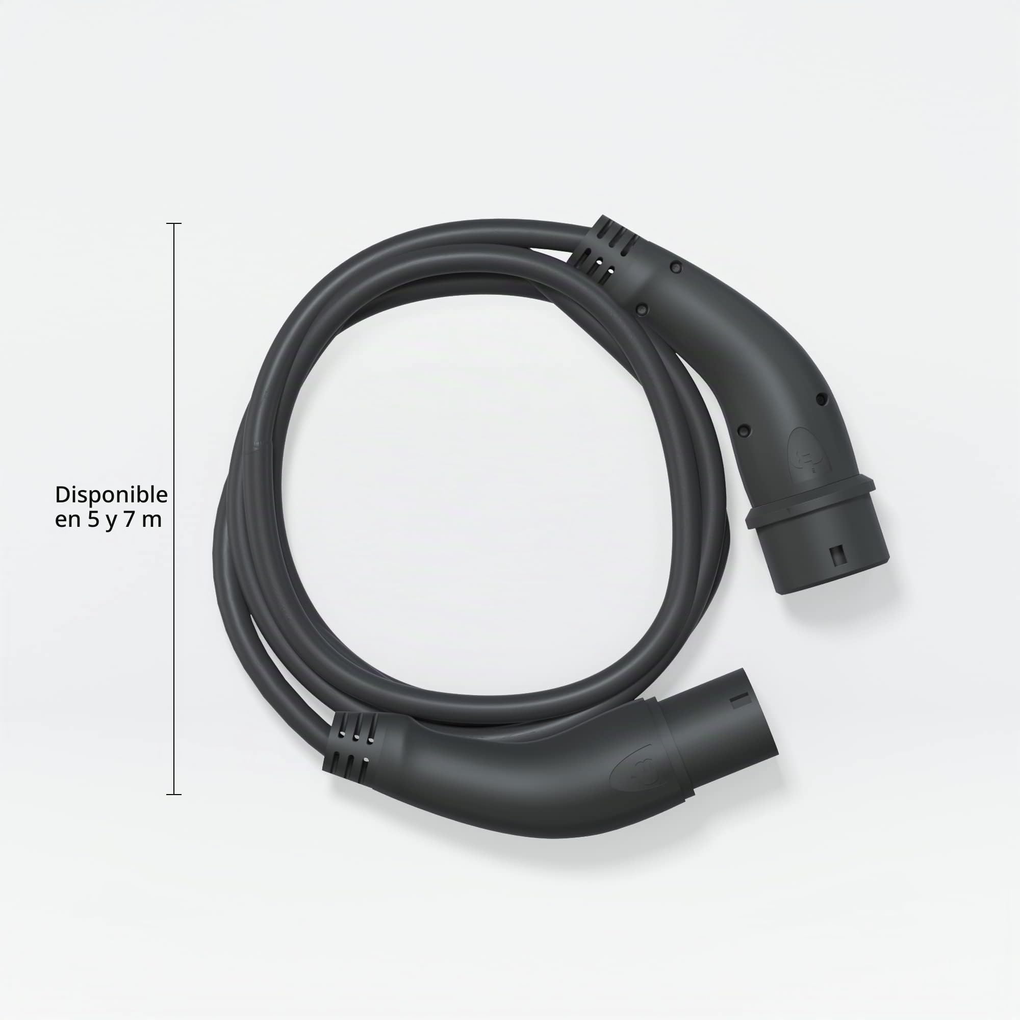 Wallbox Cable de Carga para Coches eléctricos, Tipo 2 a Tipo 2: 22 kW de Potencia, 7 m de Longitud, Modo 3, protección IP44, CA monofásica y trifásica