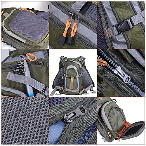 Laurio Colete e mochila 3 em 1 malha de pesca com mosca respirável colete salva-vidas de segurança p