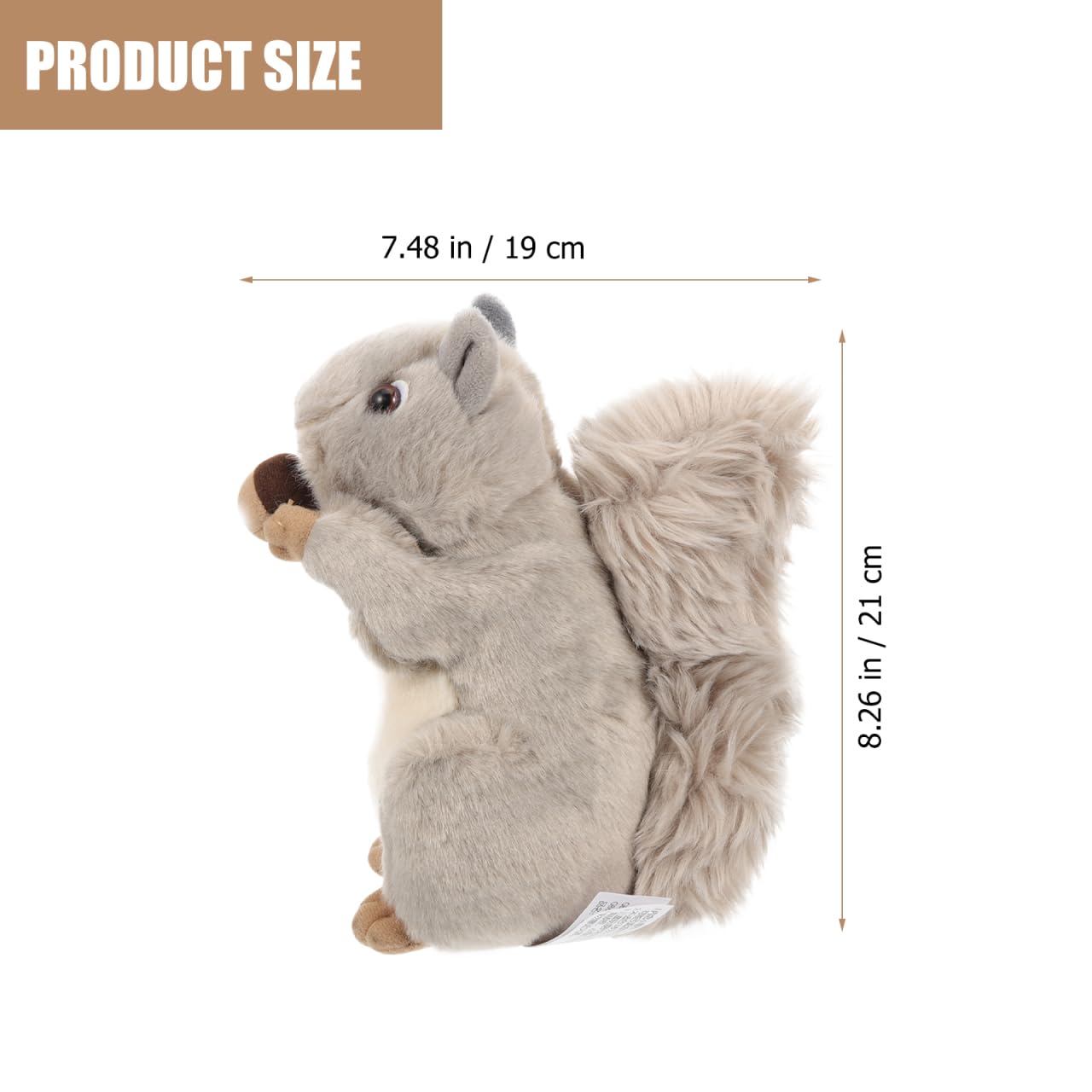 Toyvian Squirrel Stuffed Animal Plush Soft Toy for Kids Home Office Party Decoration 8.27In Durable Doll with Fine Stitching - Image 2