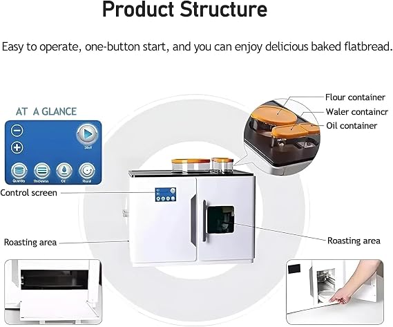 Fully Automatic Roti Maker, Electric Chapati and Tortilla Machine, 1800W Automatic Roti Maker, One Touch Operation for 20 Pieces At Once Perfect for Chapati, Corncak