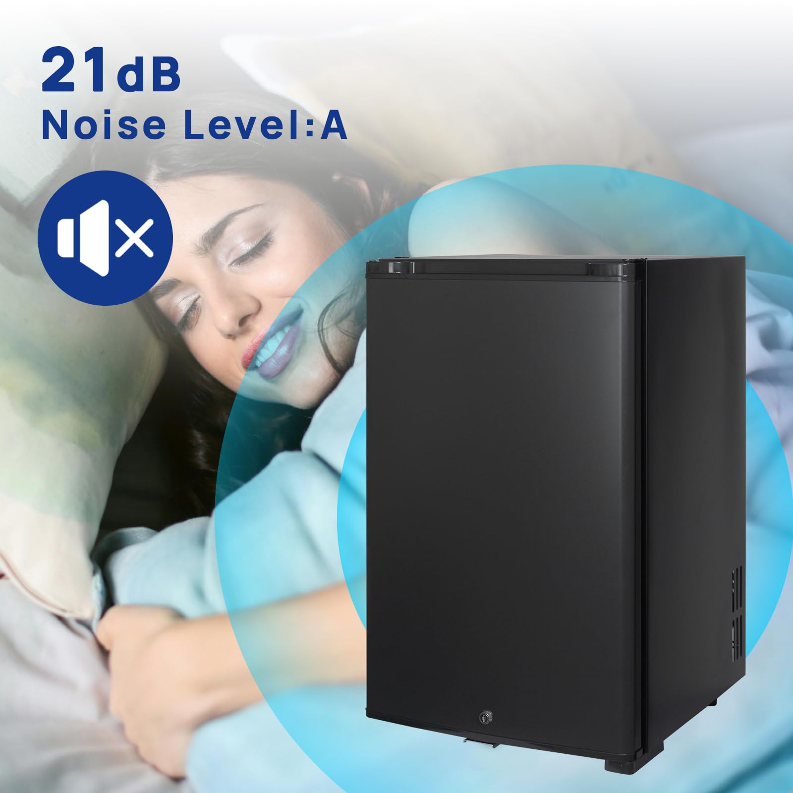Smad 12V Kühlschrank 50L,Camping Kühlschrank 12v 230v, Leiser Wohnmobil Kühlschrank mit Schloss, Absorber Kühlschrank für Auto, Wohnwagen, Büro, Wendetür, Schwarz