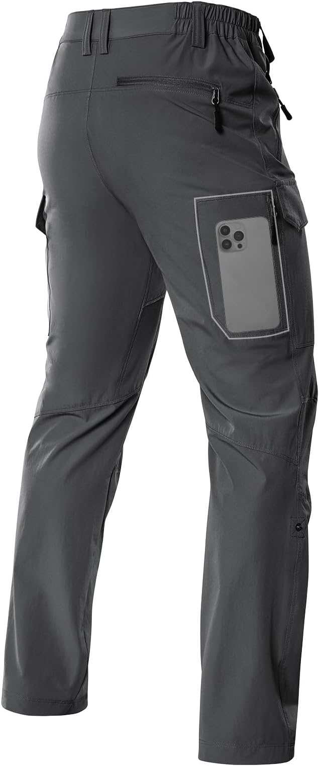 Hiking Pants Men Stretch: Breathable Waterproof Quick Dry Lightweight Nylon Spandex Pants for Fishing Travel