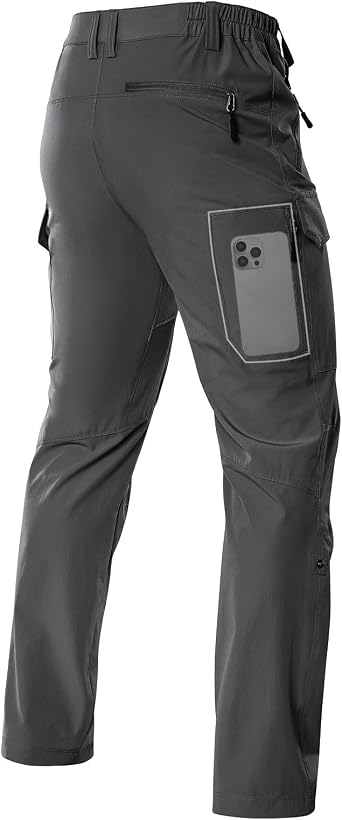 Moosehill Waterproof Hiking Trousers Mens Lightweight Stretch Walking Pants - Breathable & Quick-Dry Cargo Pants with 6 Security Pocket for Outdoor