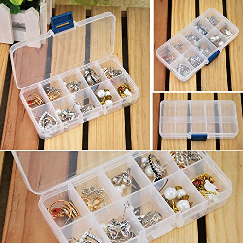 HJTTMultifunction Desktop Storage Box with 10 Compartments, Storage Organiser Box for Jewelry Pills Beads