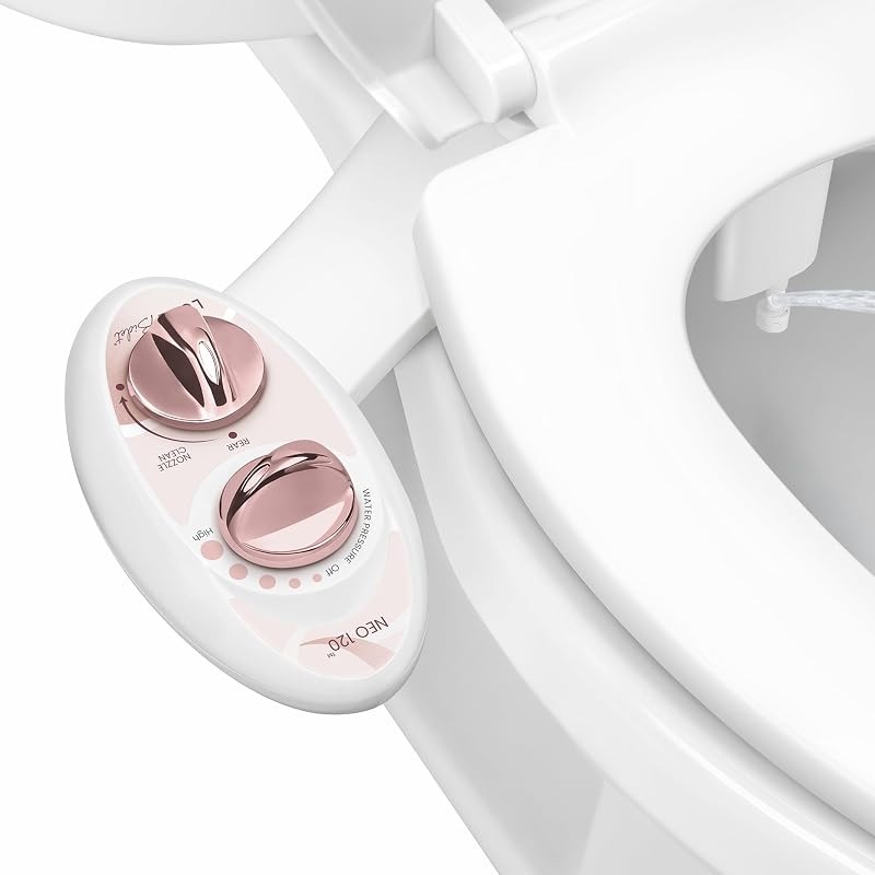 LUXE Bidet NEO 120 - Bidet Attachment for Toilet Seat, Rose Gold