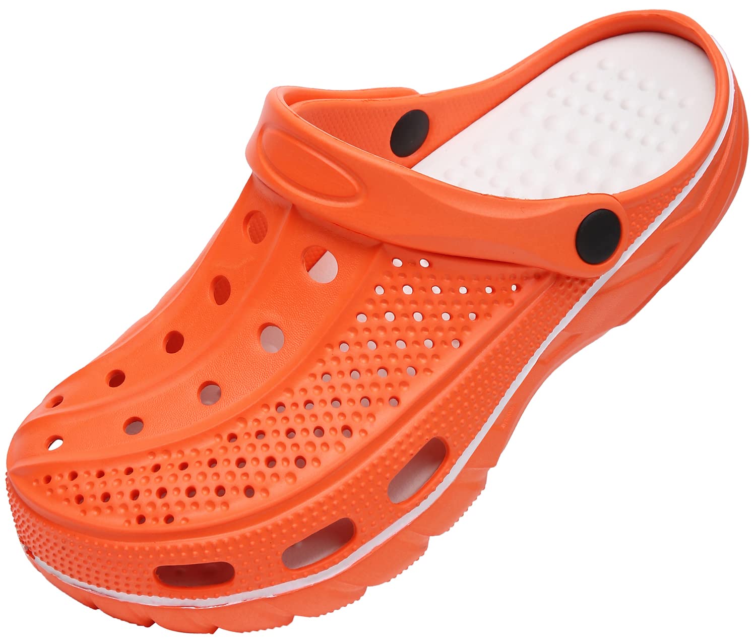 Unisex Clogs Pantoletten Sommer Hausschuhe Strand Sandalen Gartenschuhe mit Fußbett aus Weichem, Orange, 46/47 EU (300)