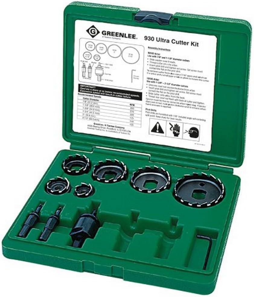 Greenlee 930 Hole Cutter Kit, 9 Pc Green/Black, Small