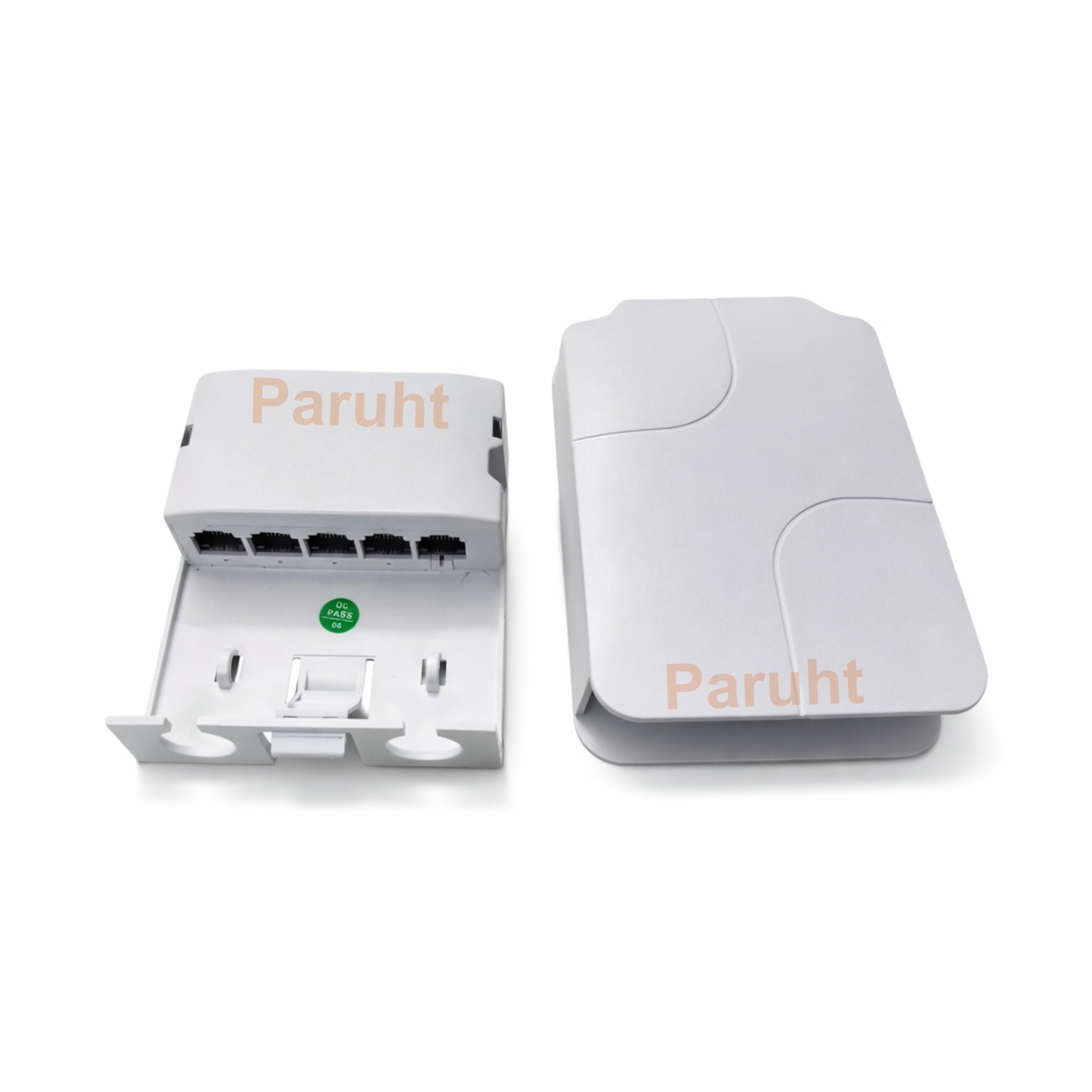PARUHT Grand Outdoor Waterproof PoE Extender 4-Port, 1x PoE-in & 4X PoE-Out, IP66/IP67 Rugged Housing, Extend PoE & Data up to 100 m, White 4POEWPF