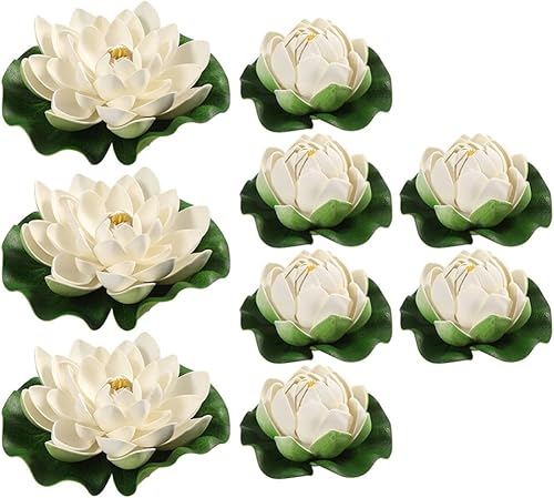 Miniatura 2 de Home Craft - Flor de loto flotante artificial, imitación de lirio de agua, decoración de estanque flotante para estanques, acuarios, decoración de