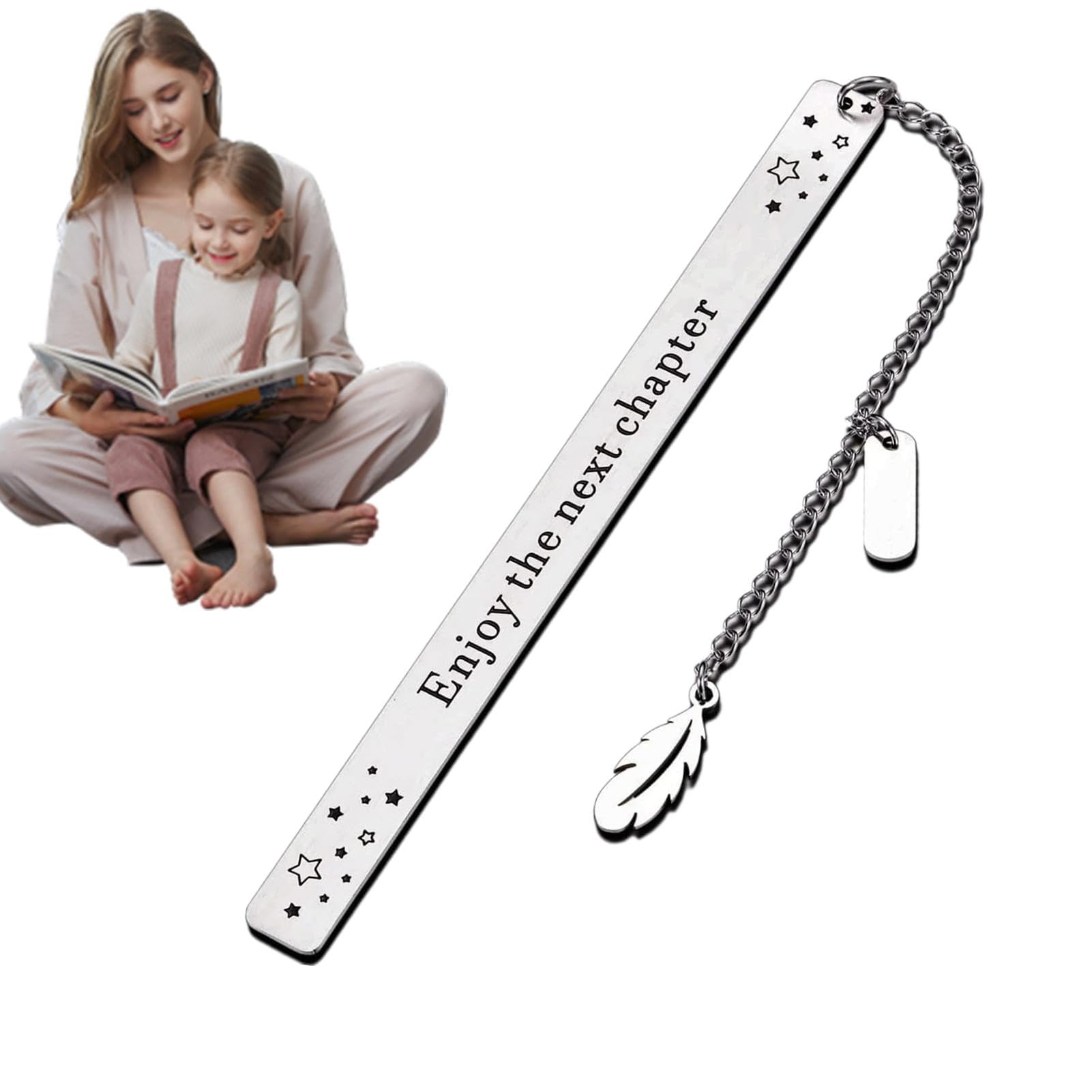 Marcapáginas de metal decorativo,Marcador de metal para profesores - Marcapáginas con colgante de hoja con letras inglesas de acero inoxidable | Colgante de hoja de metal, marcapáginas, decoración de