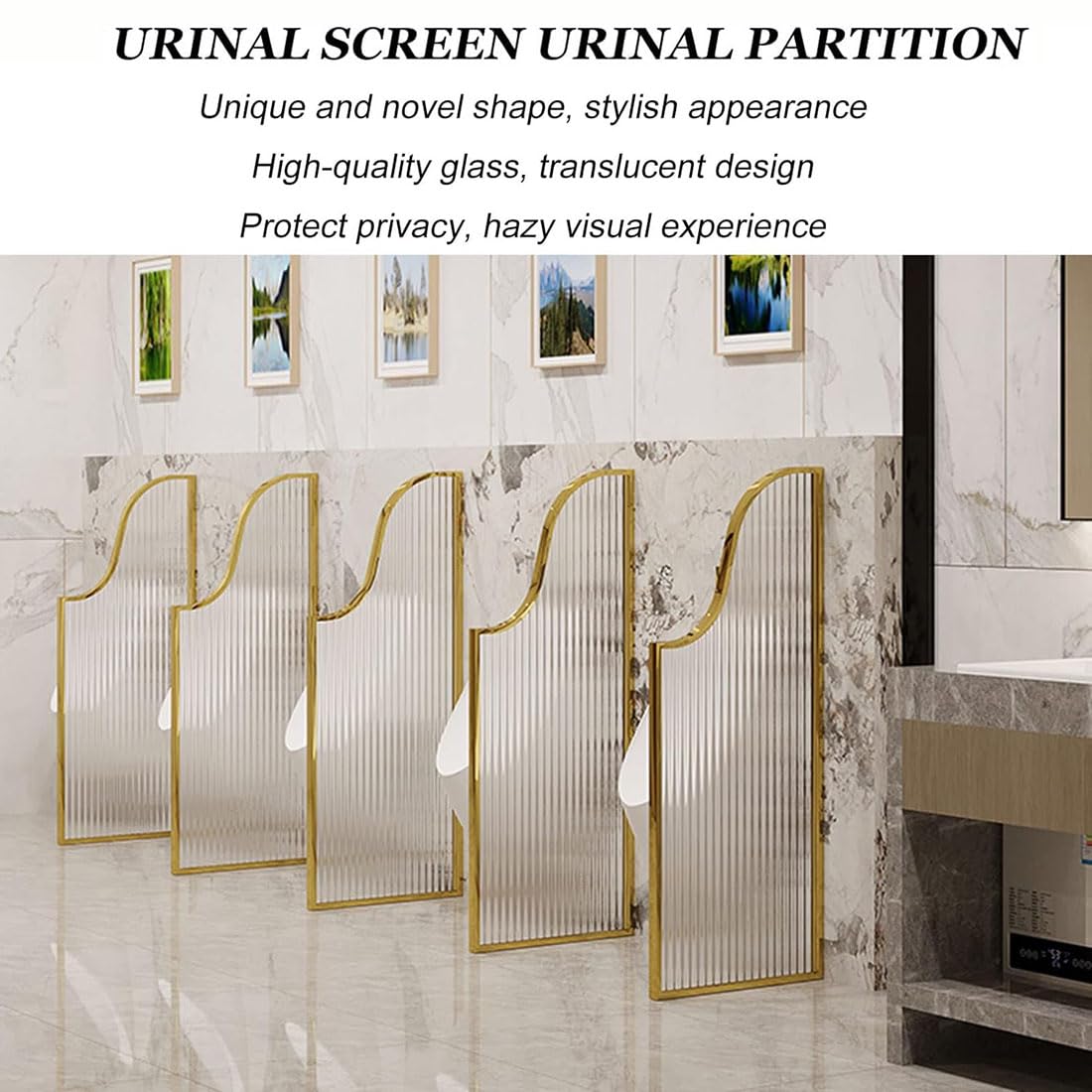 HAILM Partición del Retrete Panel Pantalla Divisor Orinal, Paneles De Mampara Ducha Pantalla Vidrio Templado Baño, Divisor De Pared para Habitación Separación Decorativa, Privacidad,Negro,1Pcs