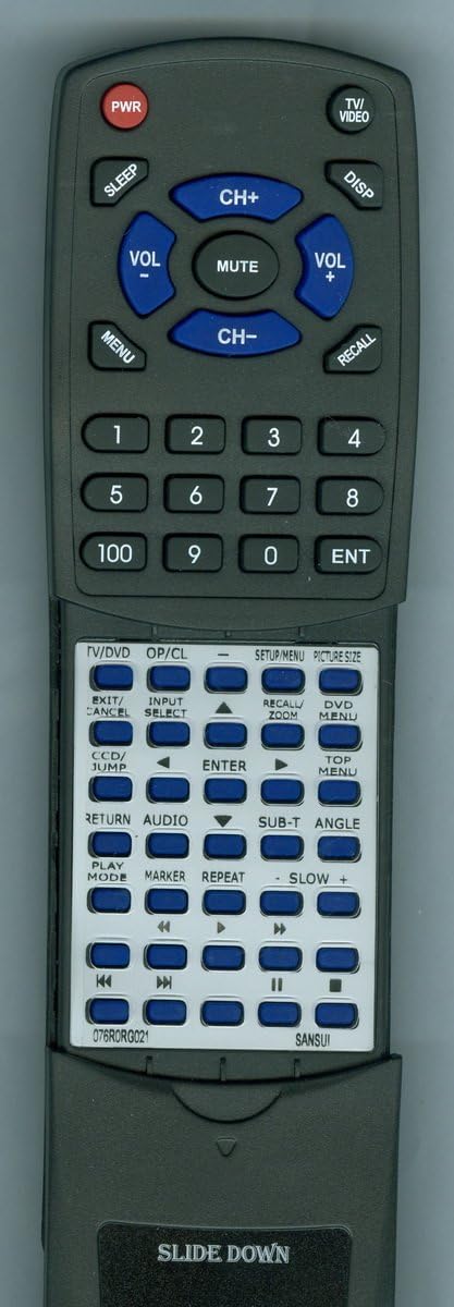 Replacement Remote Control for SANSUI SLEDVD198B, 076R0RG021, SLEDVD198A, SLEDVD198