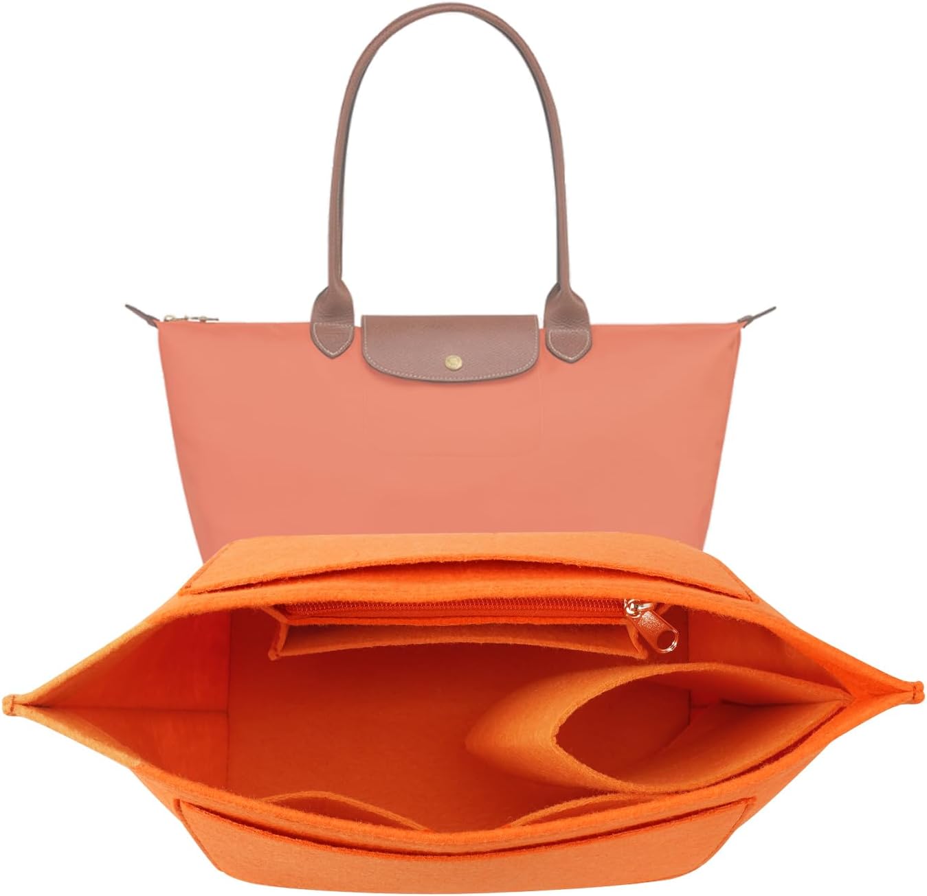 LOUKAYCCI Le Pliage Handbag Organiser Insert for Large Handbags, Orange
