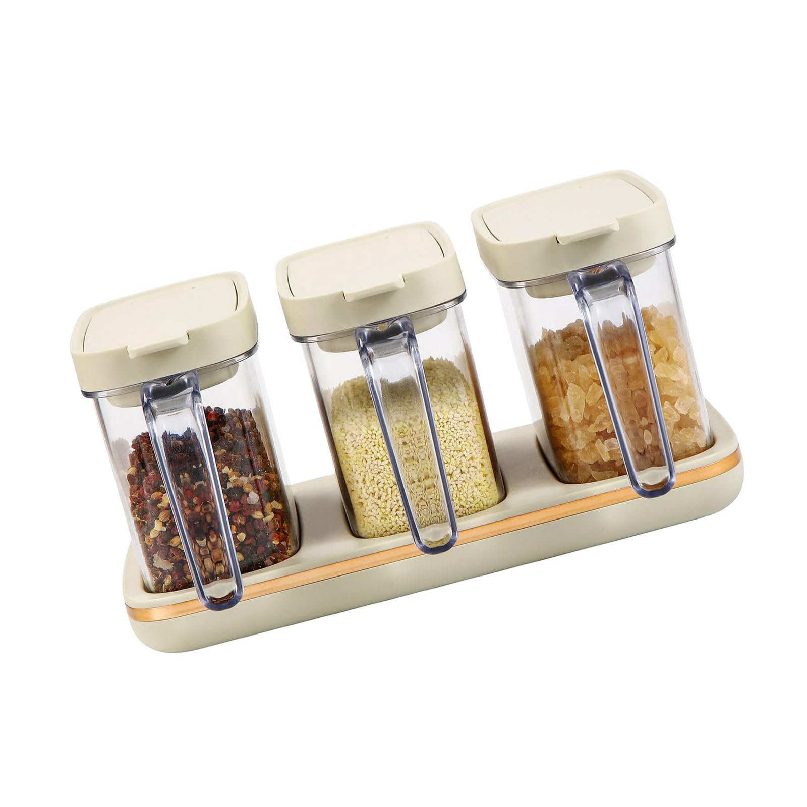 Msioytog Of 4 Large 480ml Seasoning Storage Bottles Highlighting Leveling Spoon for Measurement Impermeable Plan Seasoning Bottles Polystyrene Large Capacity Food Grade Planner