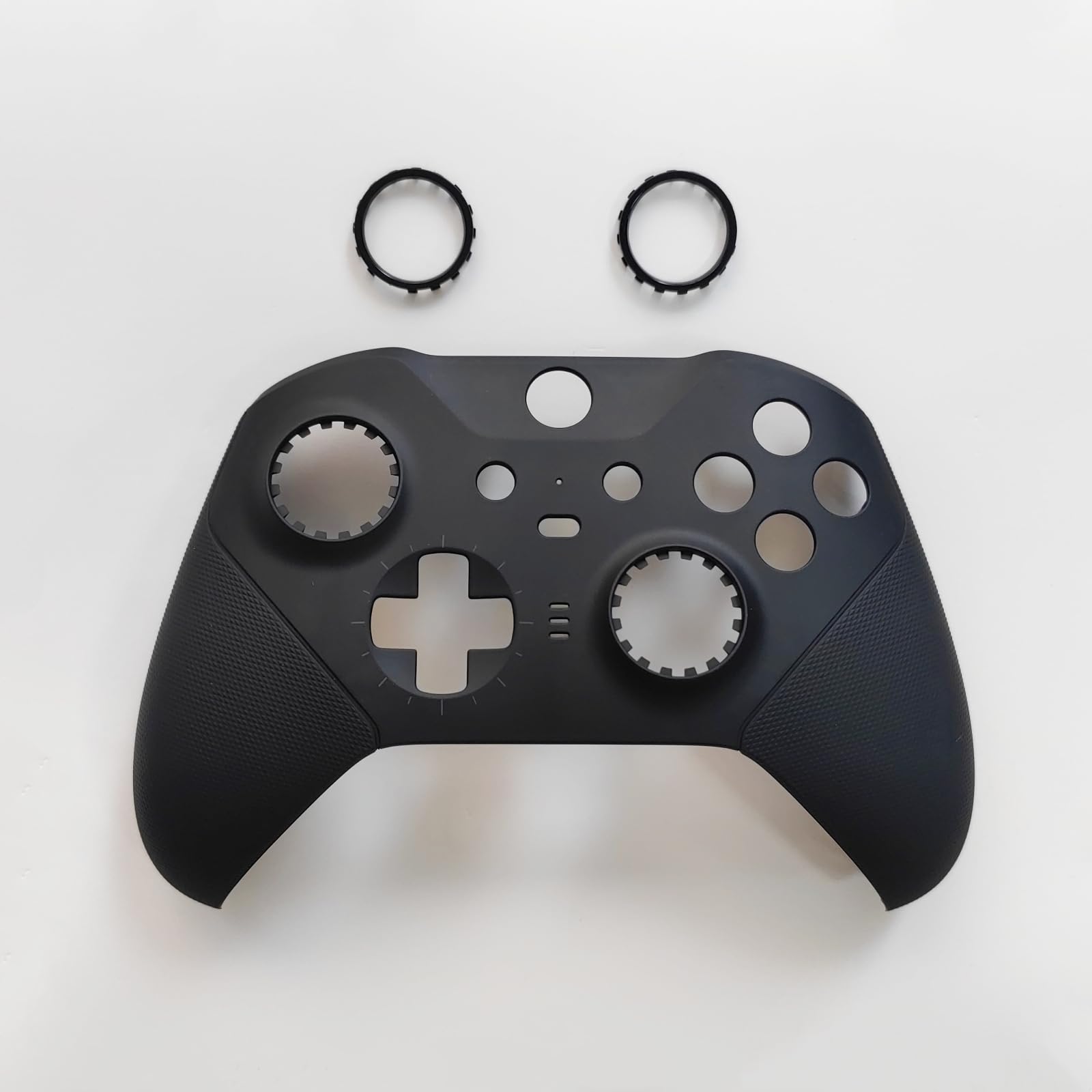 Hzxkqmil Carcasa de Repuesto Cáscara Frontal Cubierta Placa Concha Accesorios para Xbox One Mando Elite Series 2, Anillos de Joystick Incluidos, Negro