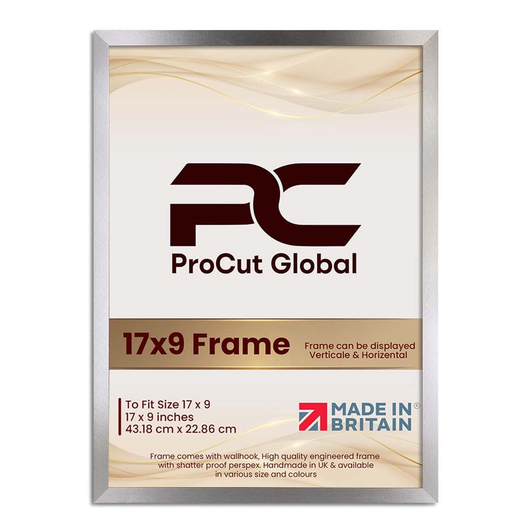Procut Global 17X9 Dark Oak Picture Frames - Modern Wooden Photo Frame with Shatterproof Perspex for Wall or Tabletop - Perfect for Posters, Certificates, Prints - Sizes & Colors Available
