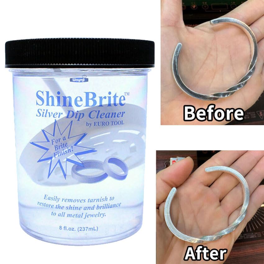 ShineBrite Silver Dip Cleaner 8 Oz con paño de pulido miniatura 2