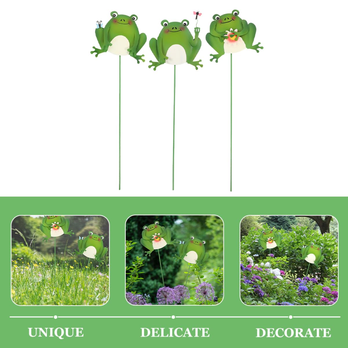 Toyvian 5 Sätze Gartenfrösche Metallstecker Bunte Deko Für Garten Blumenbeete Und Vivid Frog Ornament Für Außenbereich Als Für Gartenliebhaber 3 Stück * 5
