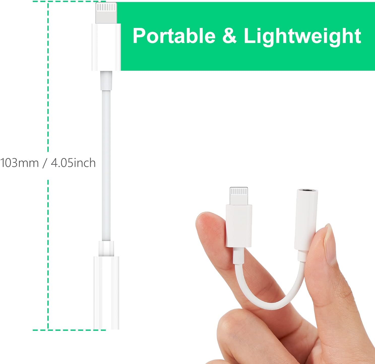 iPhone Lightning to 3.5 mm Jack Headphone Adapter,2 Pack MFi Certified Earphone Converter Audio Aux Connector Compatible with iPhone 12/Pro/SE/11/XR/Xs/X/8/iPad/iPod,Music Control Supported
