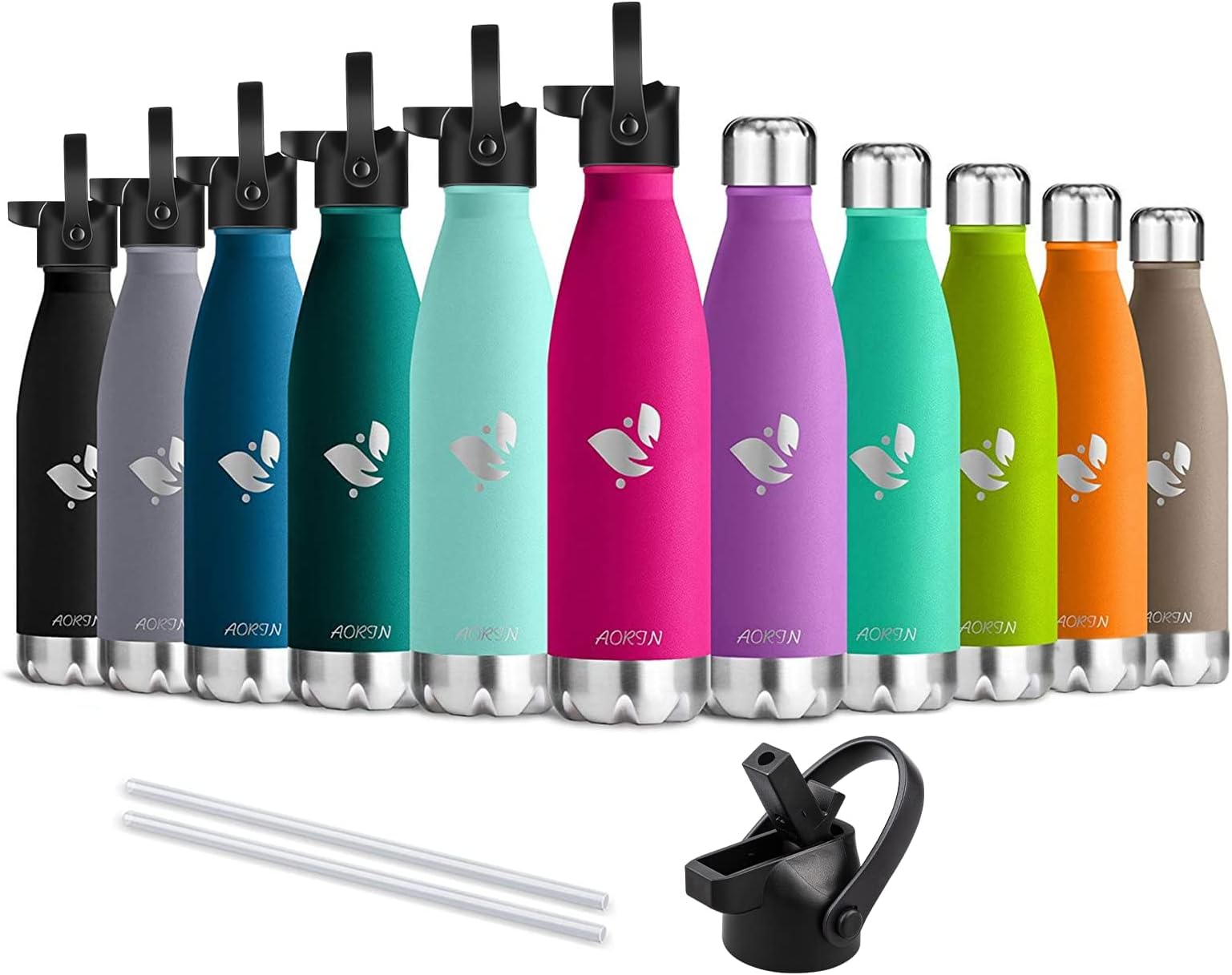 AORIN Vacuum Insulated Stainless Steel Water Bottle - 350ml/500ml/750ml - 24 hrs Cooling & 12 hrs Keep Warm - BPA Free - Mental Water Bottle for Work, Gym, Travel, Sports