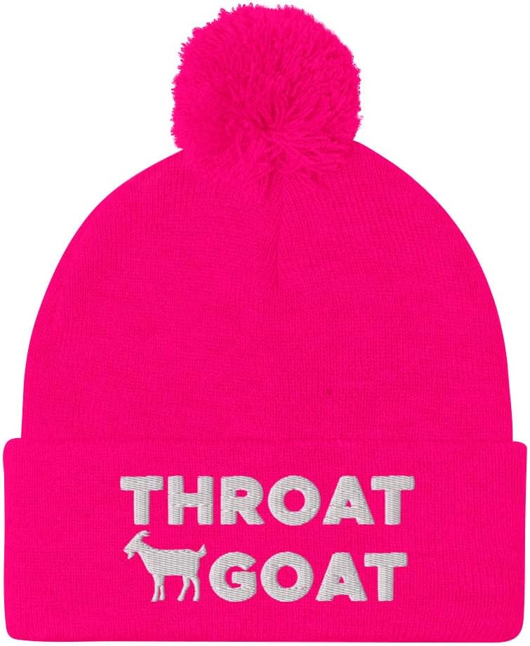 Hogue WS LLC Throat Goat Hat (Embroidered Pom-Pom Beanie) Funny Vulgar Hats