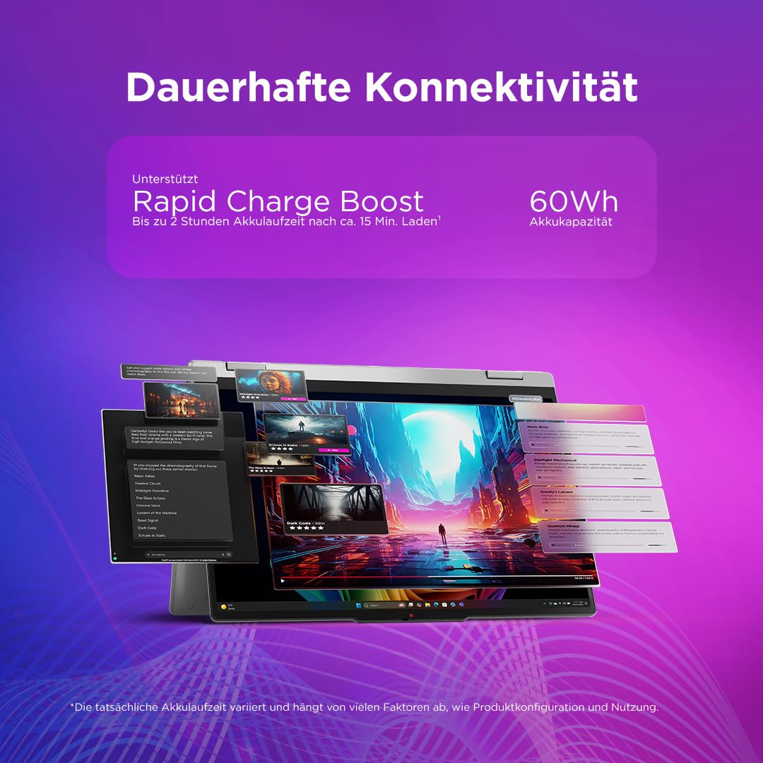 Lenovo IdeaPad 5i 2-in-1 Laptop | Copilot+ PC | 15.3" WUXGA Touch Display | Intel Core Ultra 7 355 | 16GB RAM | 1TBSSD | Integrierte Intel Grafik | Windows 11 | QWERTZ | Grau | 3 Monate Premium Care