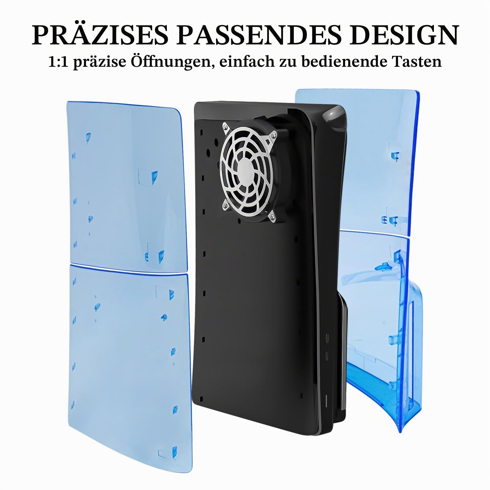 Geekria transparente Abdeckplatten, kompatibel mit PlayStation 5 Slim Disc Edition, Austausch-Schalen, Zubehör mit Lüftungsöffnungen, Harte stoßfeste ABS-Seitenteile