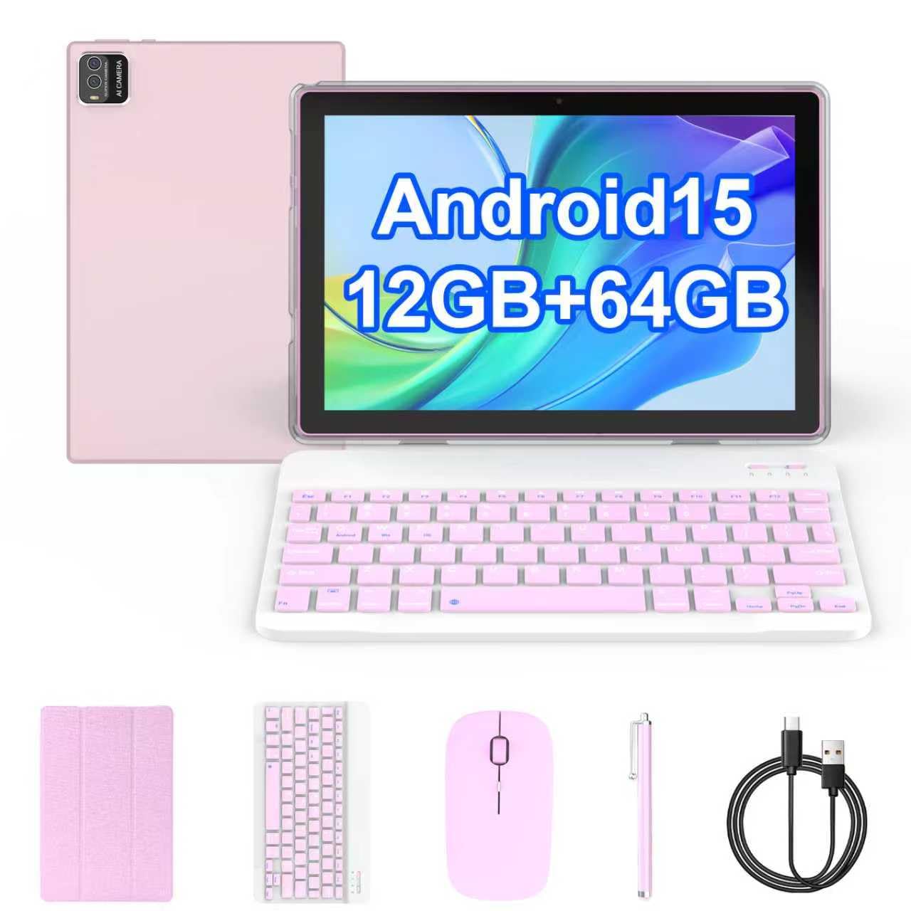 COOPERS Android 14 Tablet, 10 inch 2 in 1 Tablets with Keyboard Mouse Case Stylus, 8GB+64GB+1TB Expand Tablet, 8MP Camera, IPS Touch Screen Tablet Computer, 5G WiFi, Bluetooth, Long Batter
