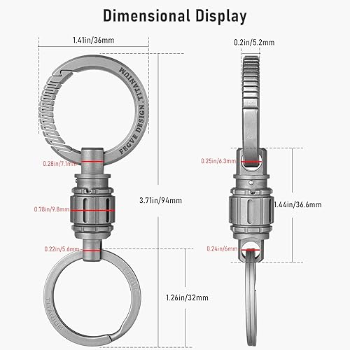 Miniatura 4 de TISUR Llavero de liberación rápida+llaveros ovalados de titanio a granel