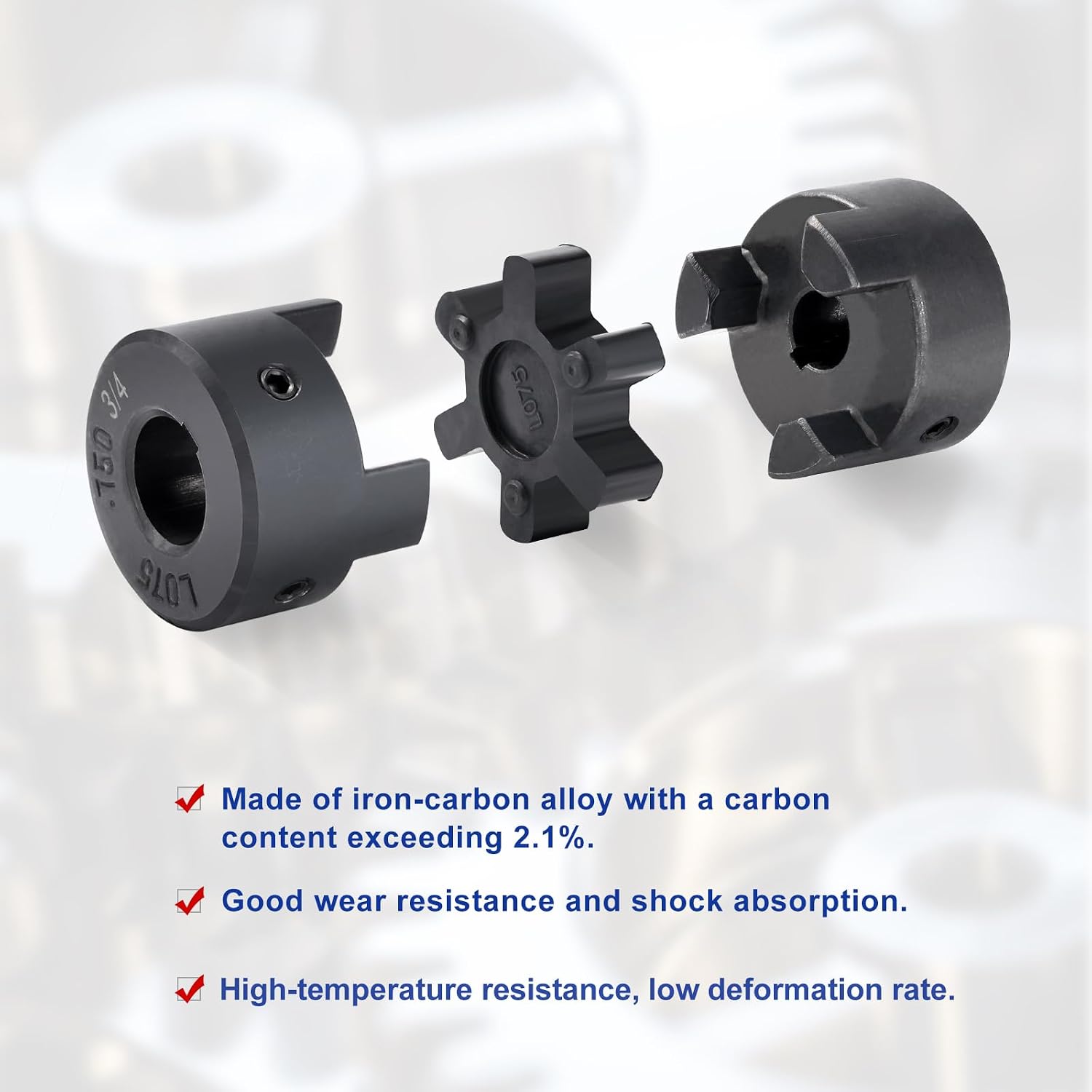 1/2" to 3/4" L075 Flexible 3-Piece L-Jaw Coupling Coupler Set & Rubber Spider for Machine Tools/Steppers/Servo Systems/Motors/Guide Rails/Screw Rods and Spindle Transmissions Automation Equipment
