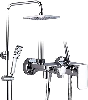 Hand Held Shower System Modern, Wall Mounted Rome Shower Set with Overhead Shower Head Bath Tap, Adjustable Shower Mixer Set Brass for Bathroom Hotel